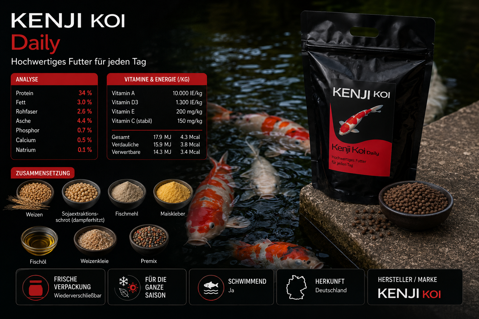 KENJI KOI Daily Koi Food - Für die ganze Saison